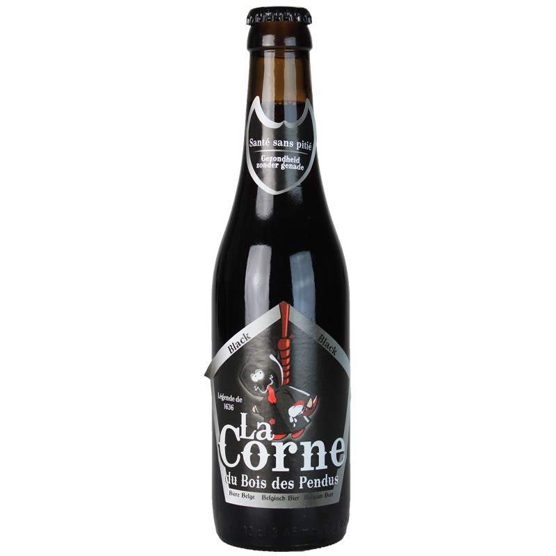 Bière Corne Black - Verre en forme de corne avec une bière noire